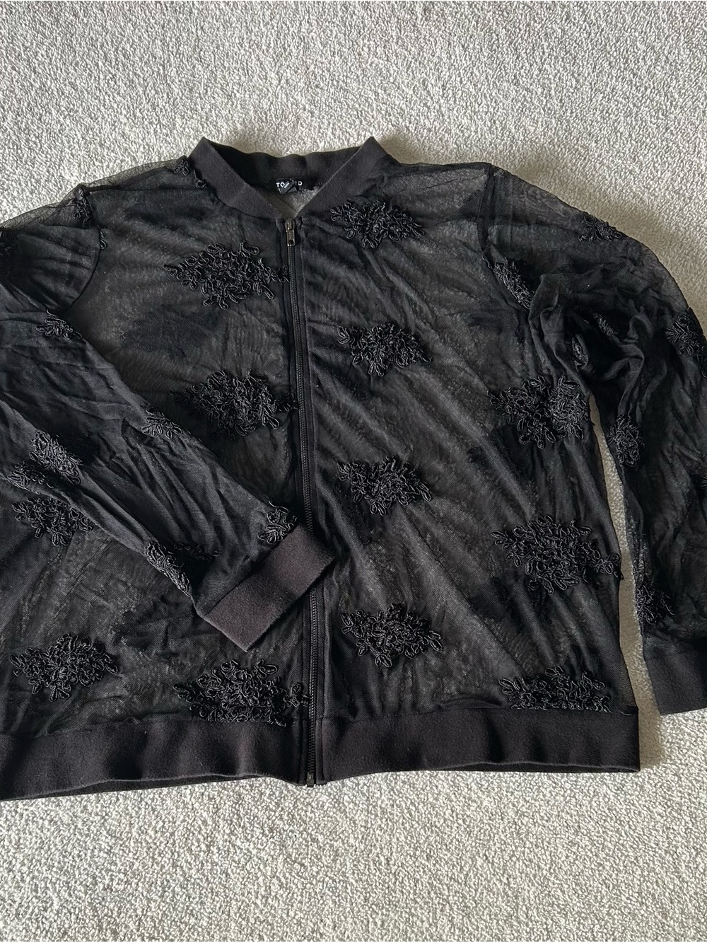 torrid Black Sheer lace Embroidered Bomber Jacket